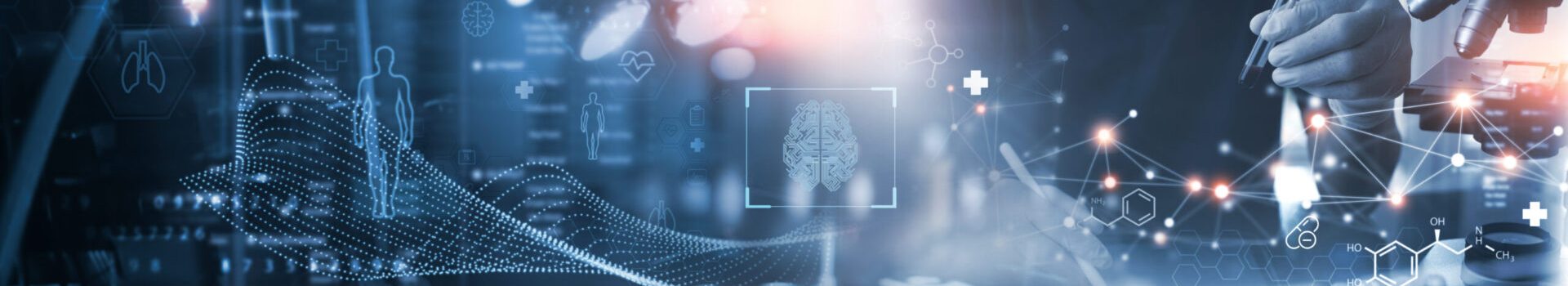 Medical technology, innovation health and medical research, healthcare and medicine concept. Doctor or technician working with AI data analysis, lab experiment, data science