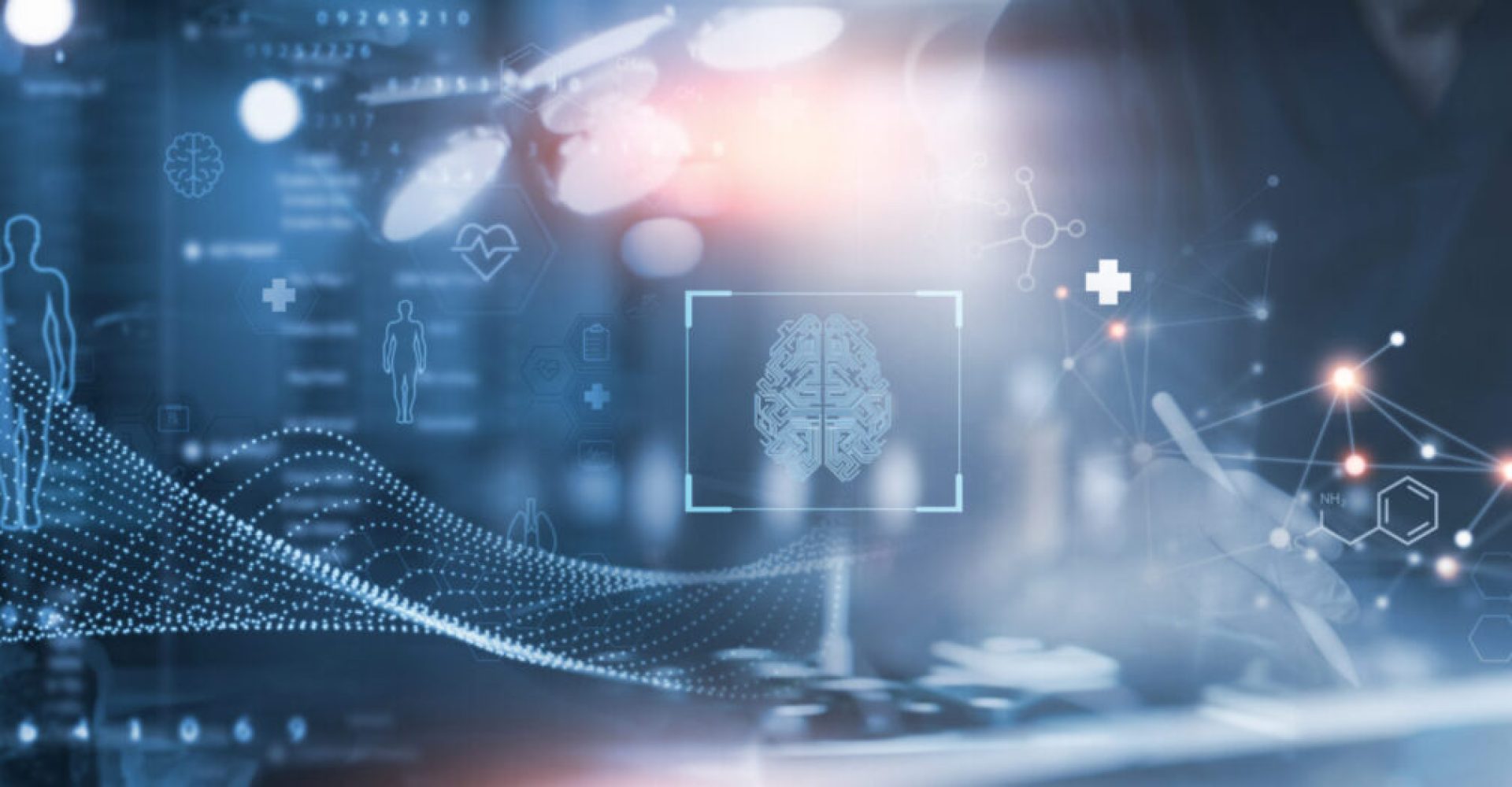 Medical technology, innovation health and medical research, healthcare and medicine concept. Doctor or technician working with AI data analysis, lab experiment, data science